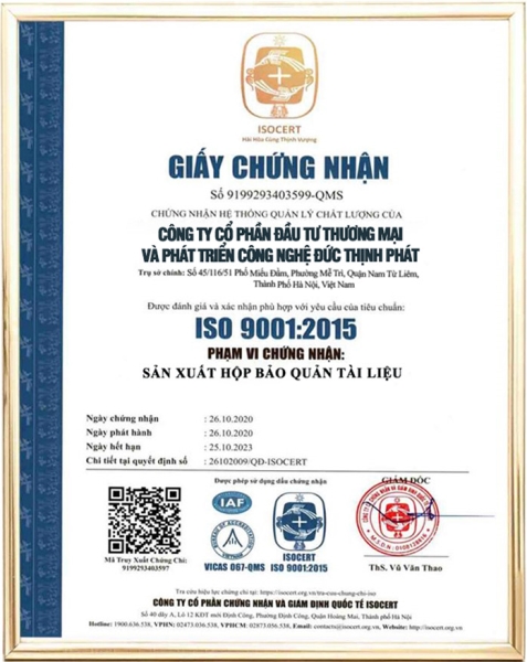 ISO 9001:2015 - Dịch Vụ Văn Thư Đức Thịnh Phát - Công Ty CP Đầu Tư Thương Mại Và Phát Triển Công Nghệ Đức Thịnh Phát